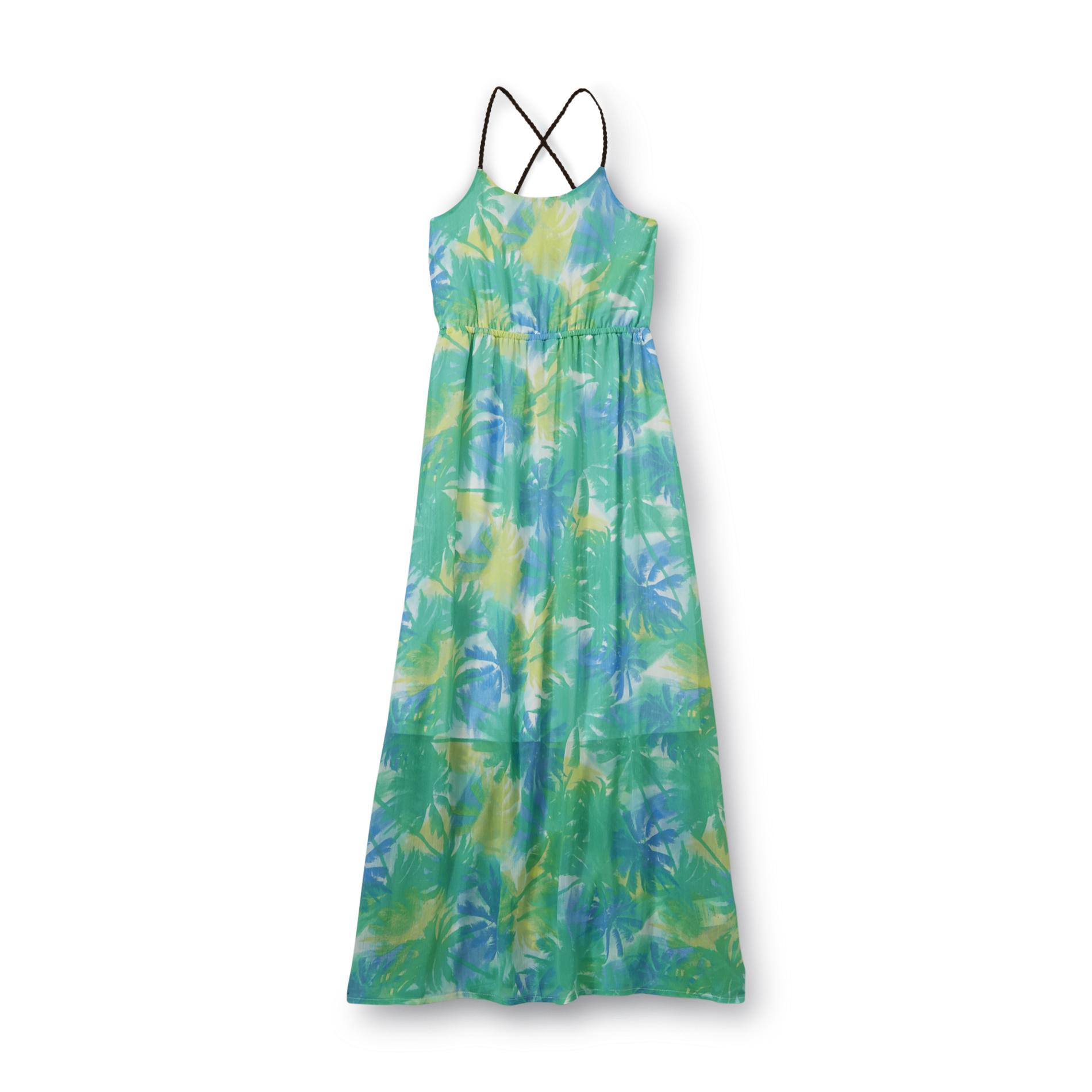 Route 66 Girl's Sleeveless Maxi Dress - Tropical Palm