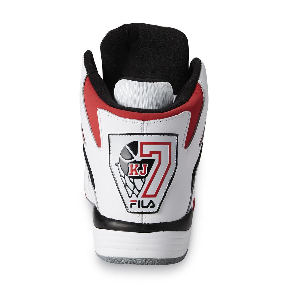 Fila Men's KJ7 White/Black/Red High-Top Basketball Shoe