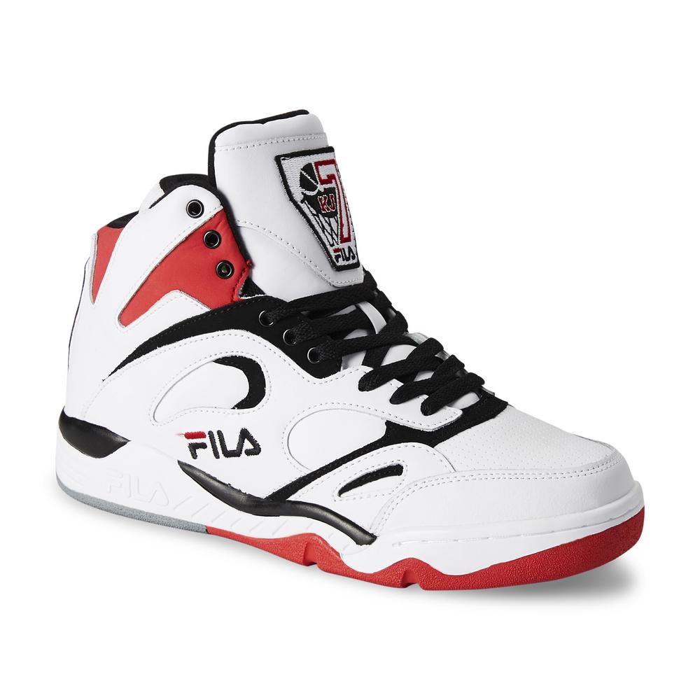 Fila Men's KJ7 White/Black/Red High-Top Basketball Shoe