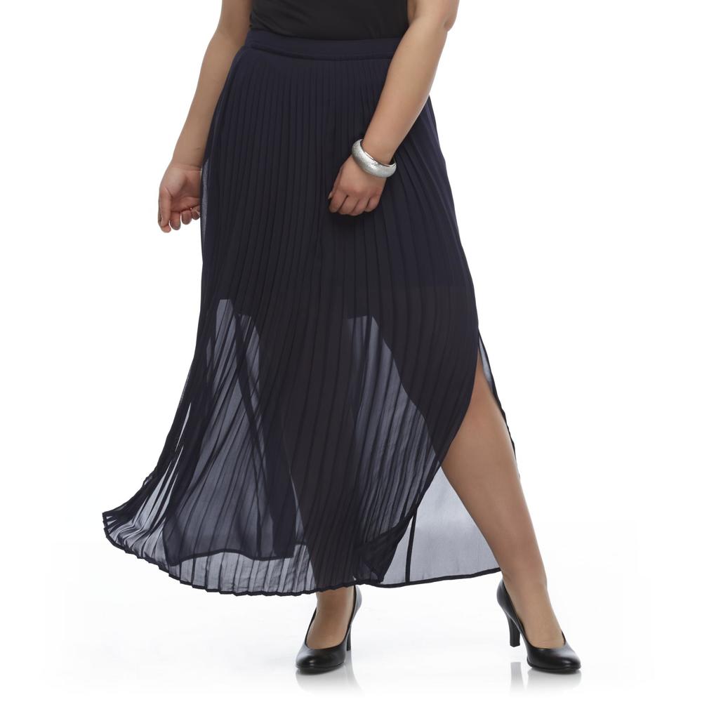 Jaclyn Smith Women's Plus Pleated Chiffon Maxi Skirt