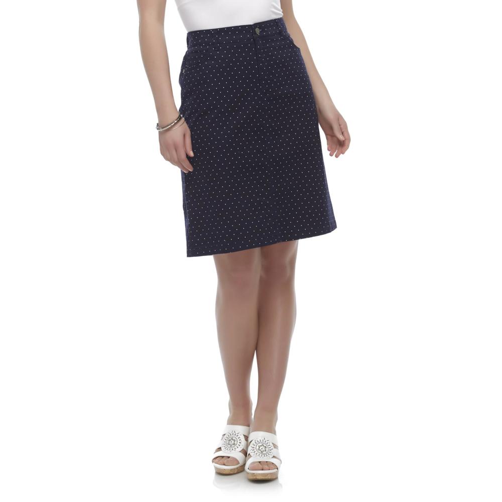 Basic Editions Women's Twill Skirt - Dots