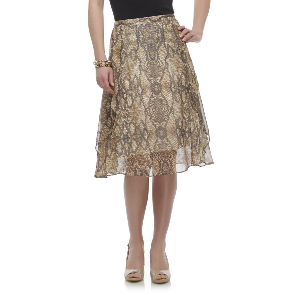 Jaclyn Smith Women's Ruffle Skirt - Snakeskin Print