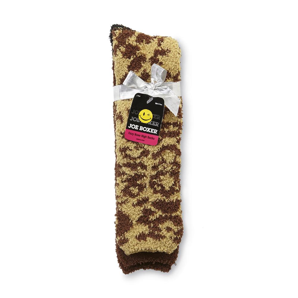 Joe Boxer Women's 2-Pairs Cozy Knee-High Socks - Leopard Print