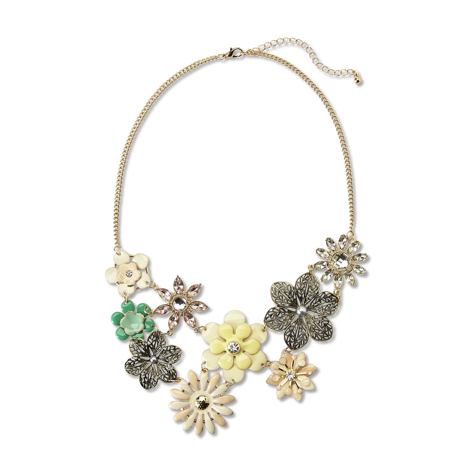 Joe Boxer Women's Goldtone Bib Necklace - Flowers