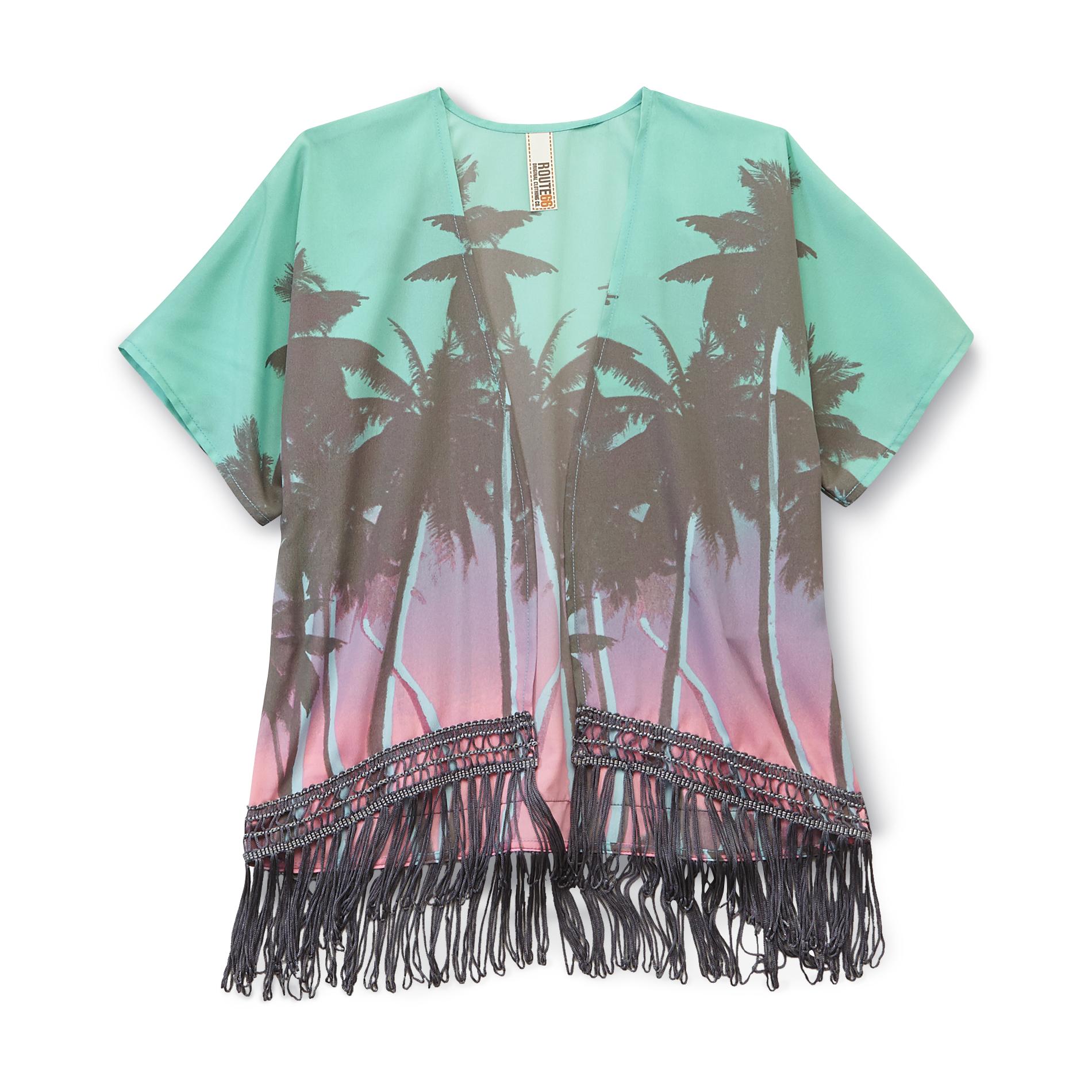 Route 66 Girl's Kimono Cardigan - Palm Trees