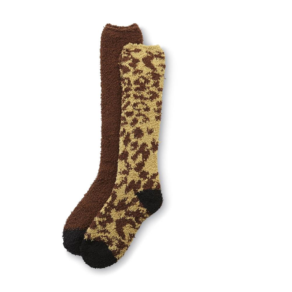 Joe Boxer Women's 2-Pairs Cozy Knee-High Socks - Leopard Print