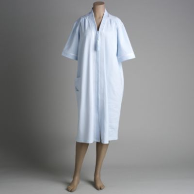 Granada Blue Embroidered Pocket Zip Front Duster