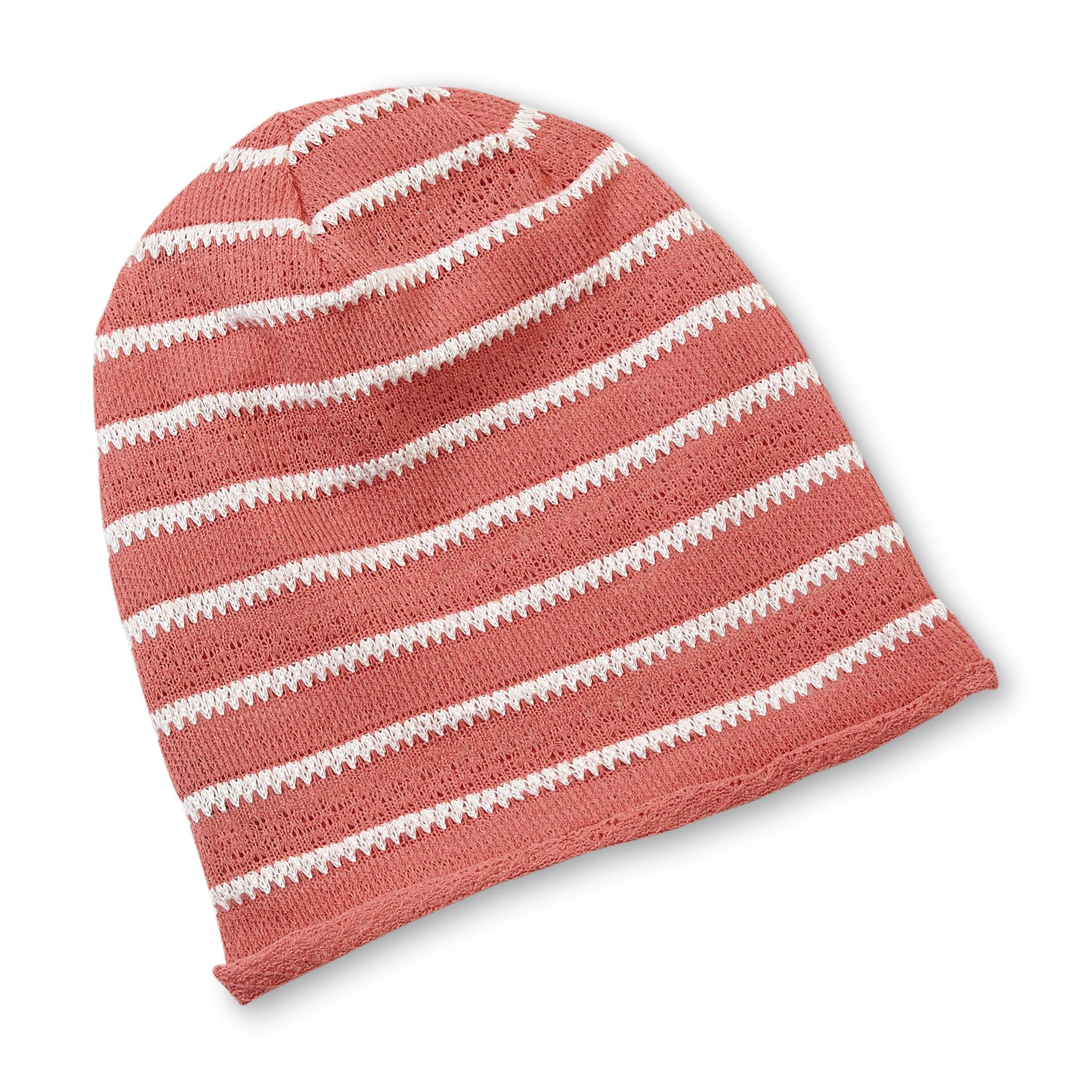 Seventeen Junior's Knit Beanie Hat - Striped