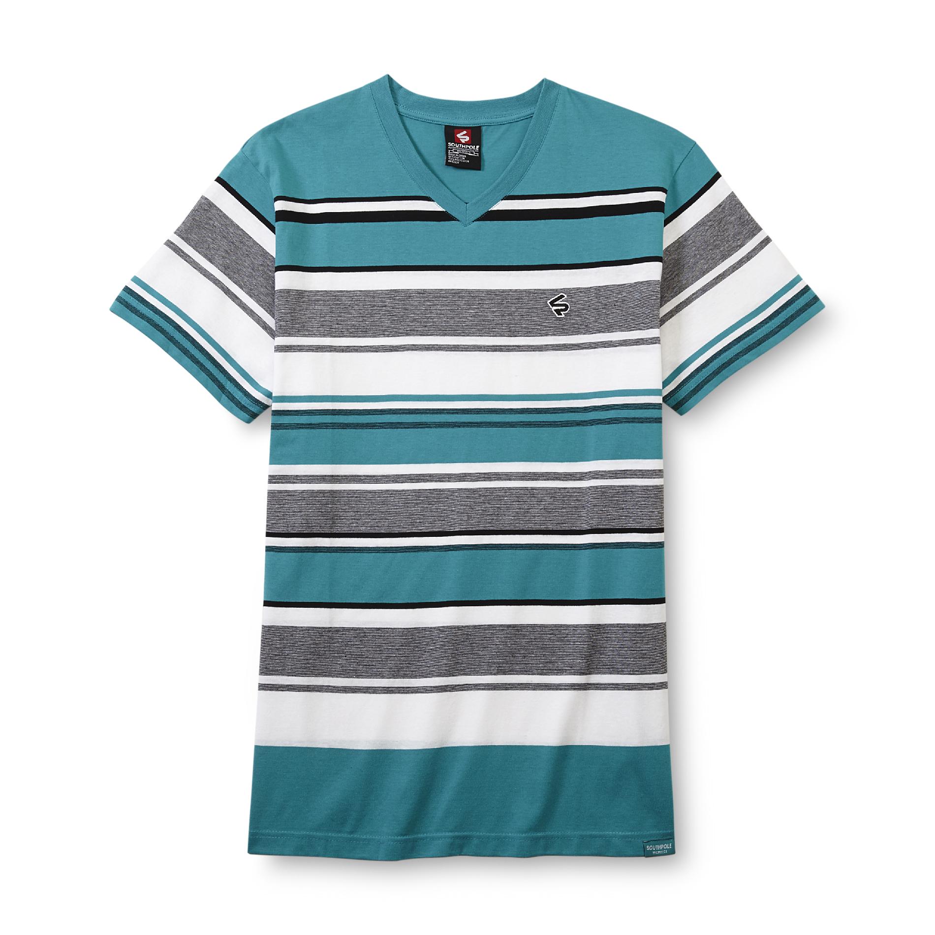 Southpole Young Men's V-Neck T-Shirt - Striped