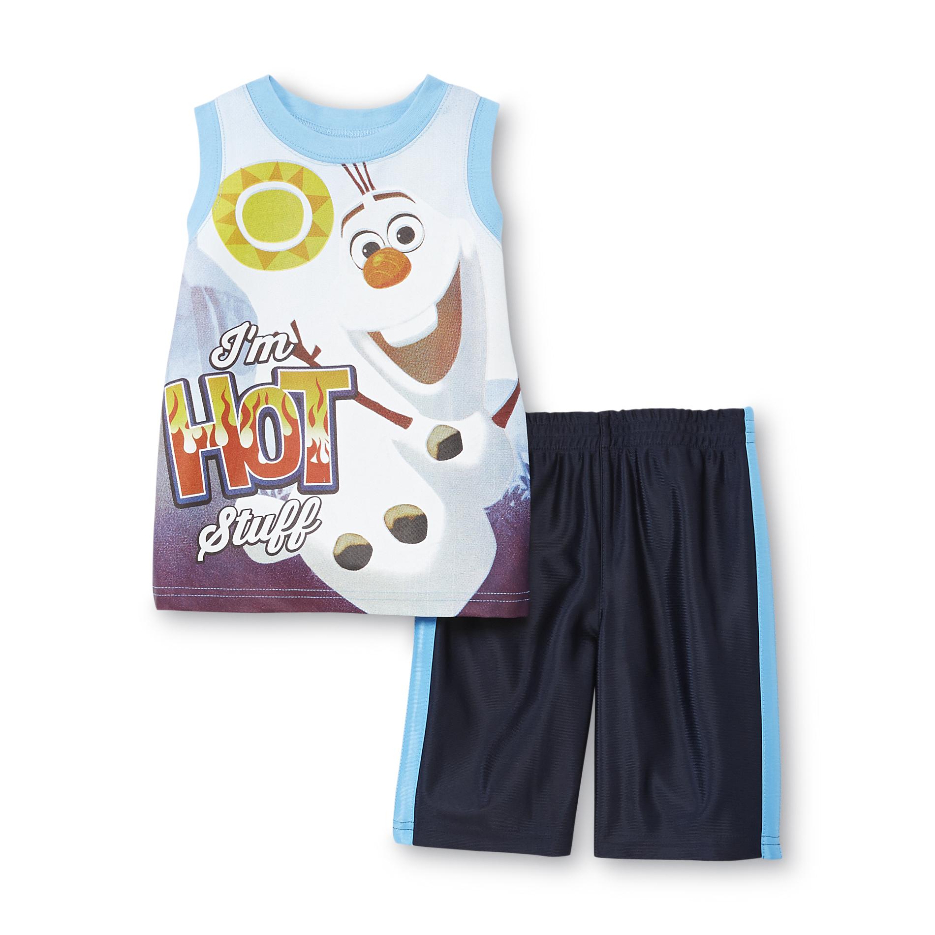 Disney Frozen Toddler Boy's Athletic Jersey Tank Top & Shorts - Olaf