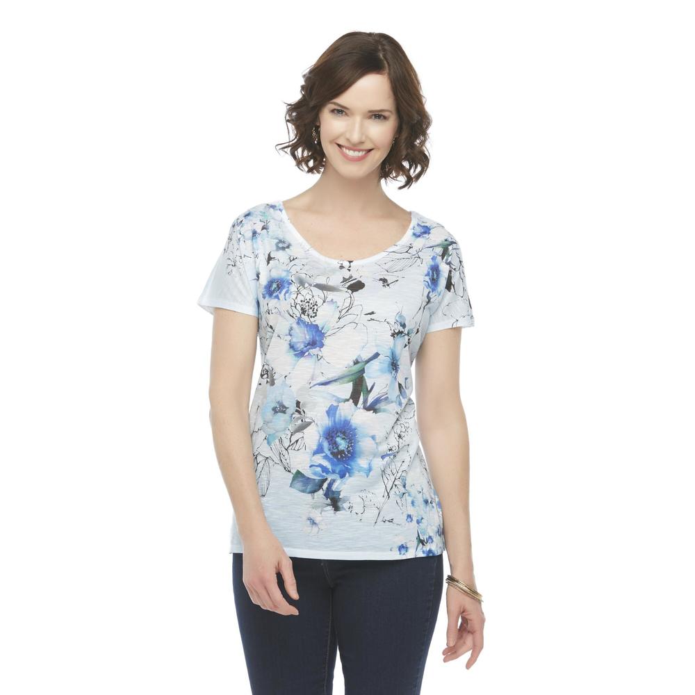 Laura Scott Women's Lace Inset T-Shirt - Floral