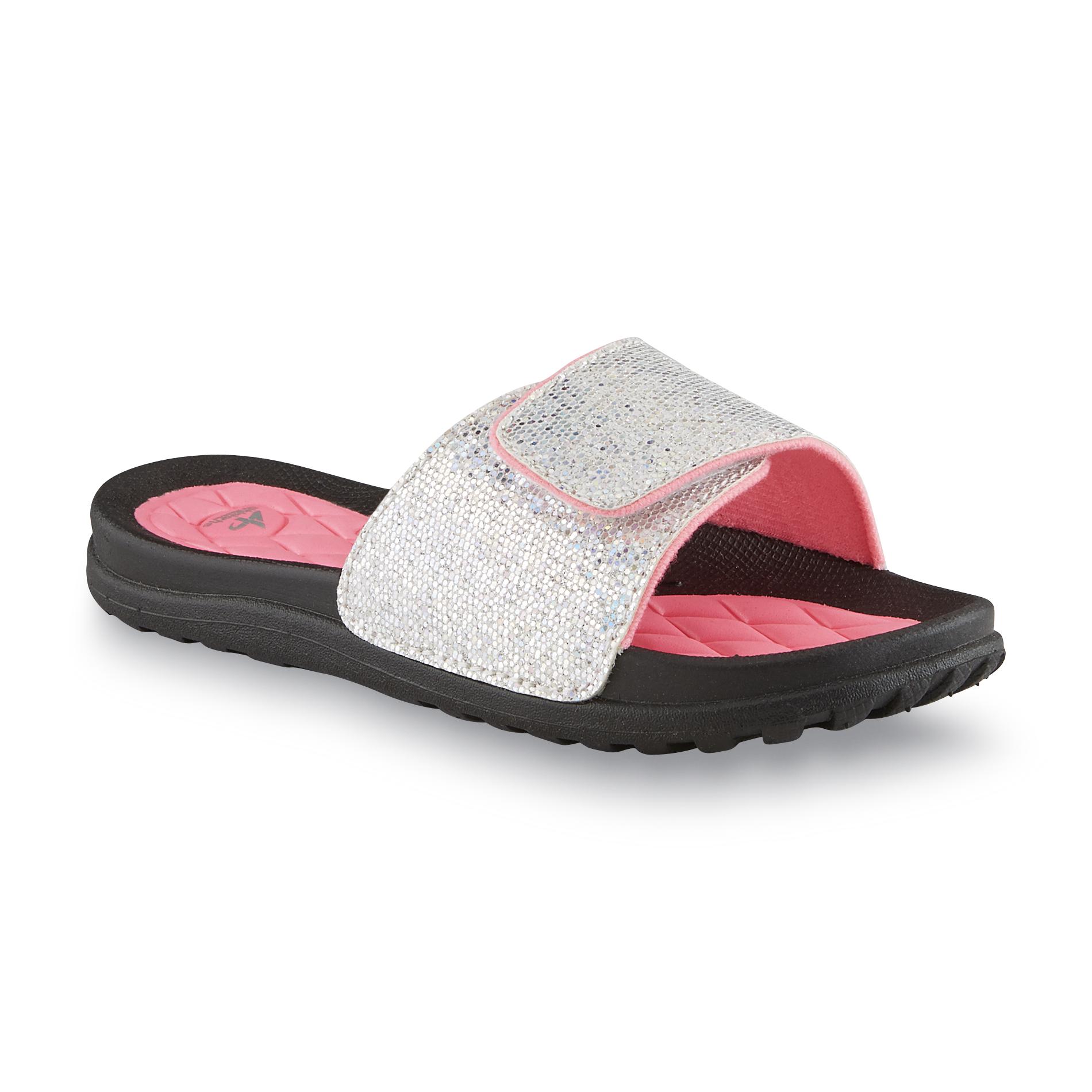 Athletech Girl's Rugger Silver/Pink Slide Sandal