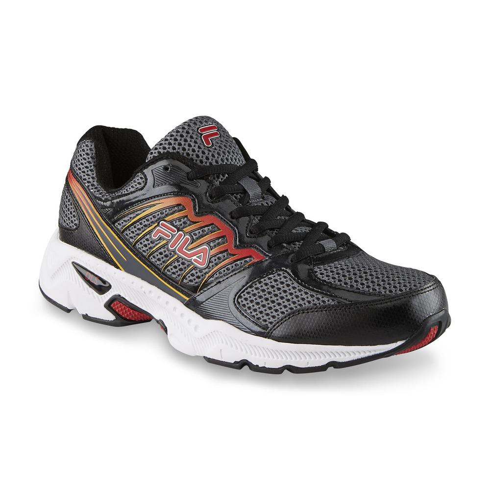 Fila Men's Tempo Gray/Black/Red Mesh Athletic Shoe