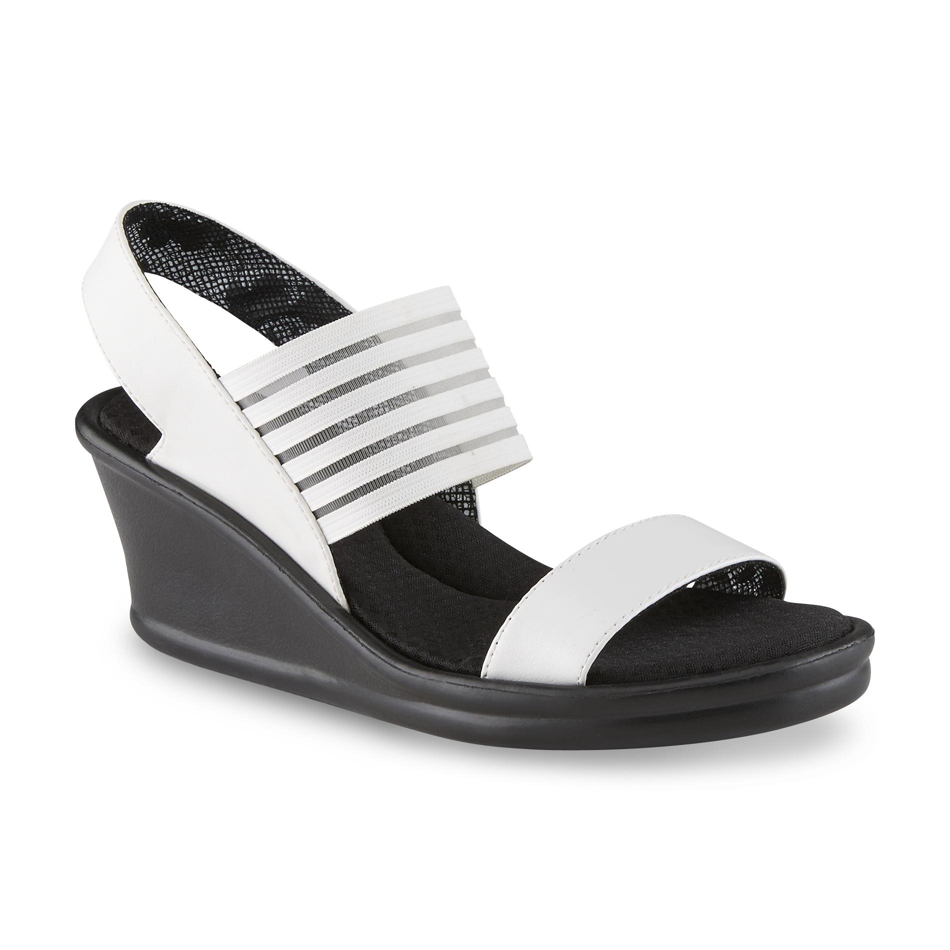 wide white wedge sandals