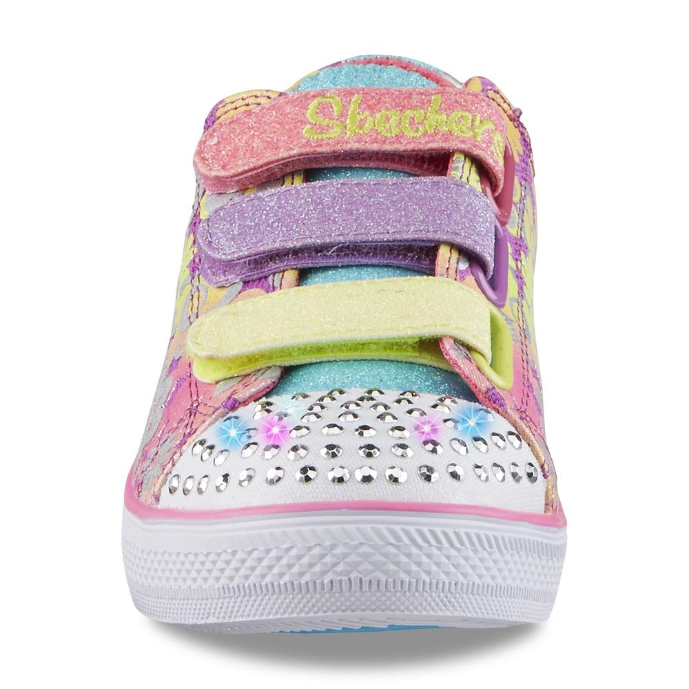 Skechers Girl's Twinkle Toes: Chit Chat - Glint & Gleam Purple/Floral Light-Up Sneaker