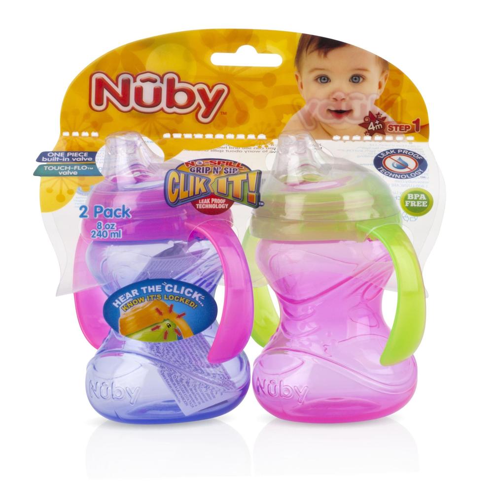 Nuby 2-Pack No-Spill Super Spout 2-Handle Sippy Cups