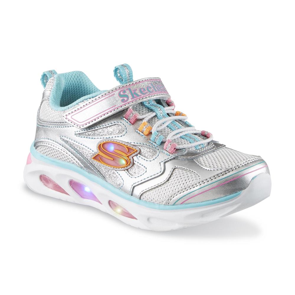 Skechers Girl's S Lights: Blissful Silver Light-Up Athletic Shoe