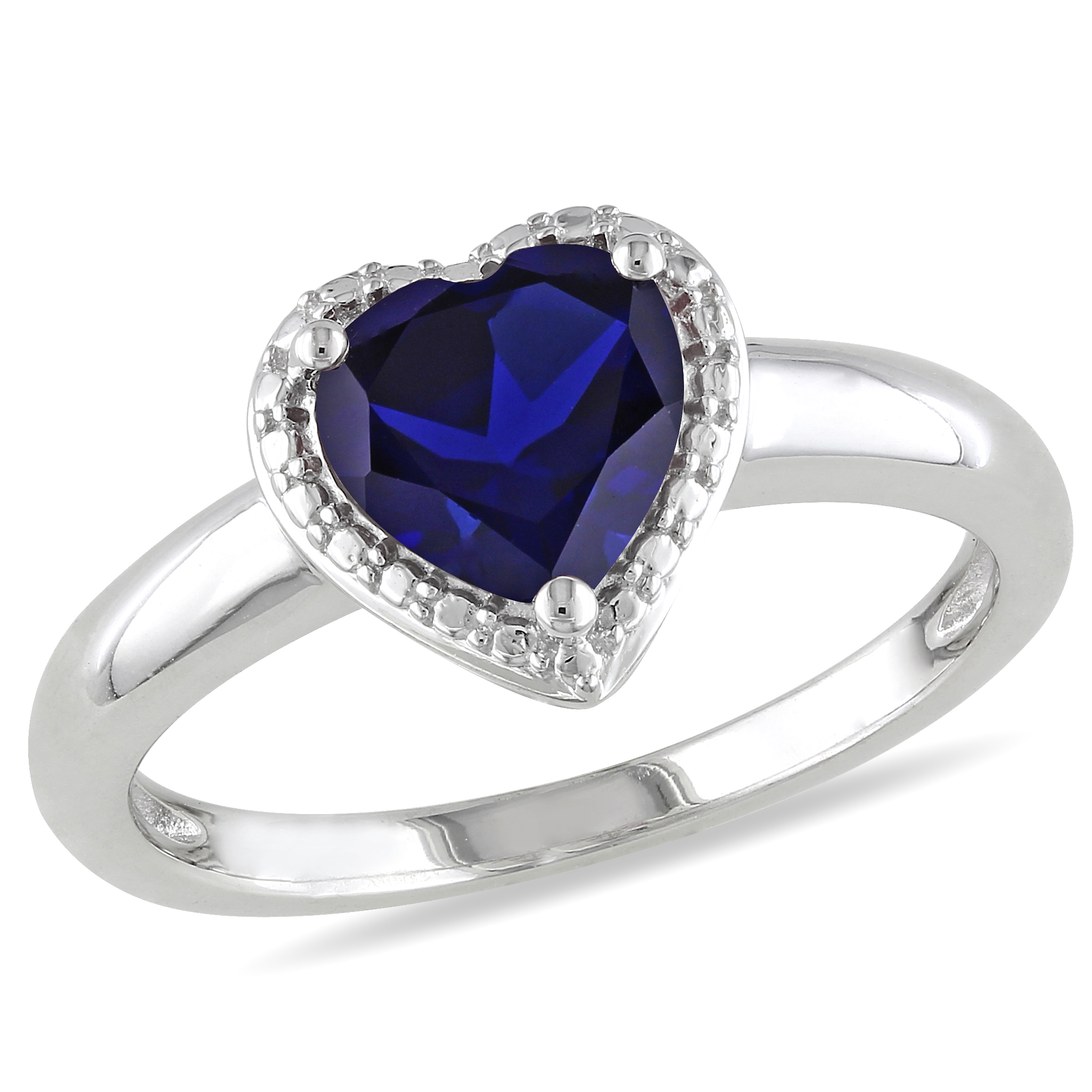 Amour 1 7/8 Carat T.G.W. Created Sapphire Heart Ring in Sterling Silver