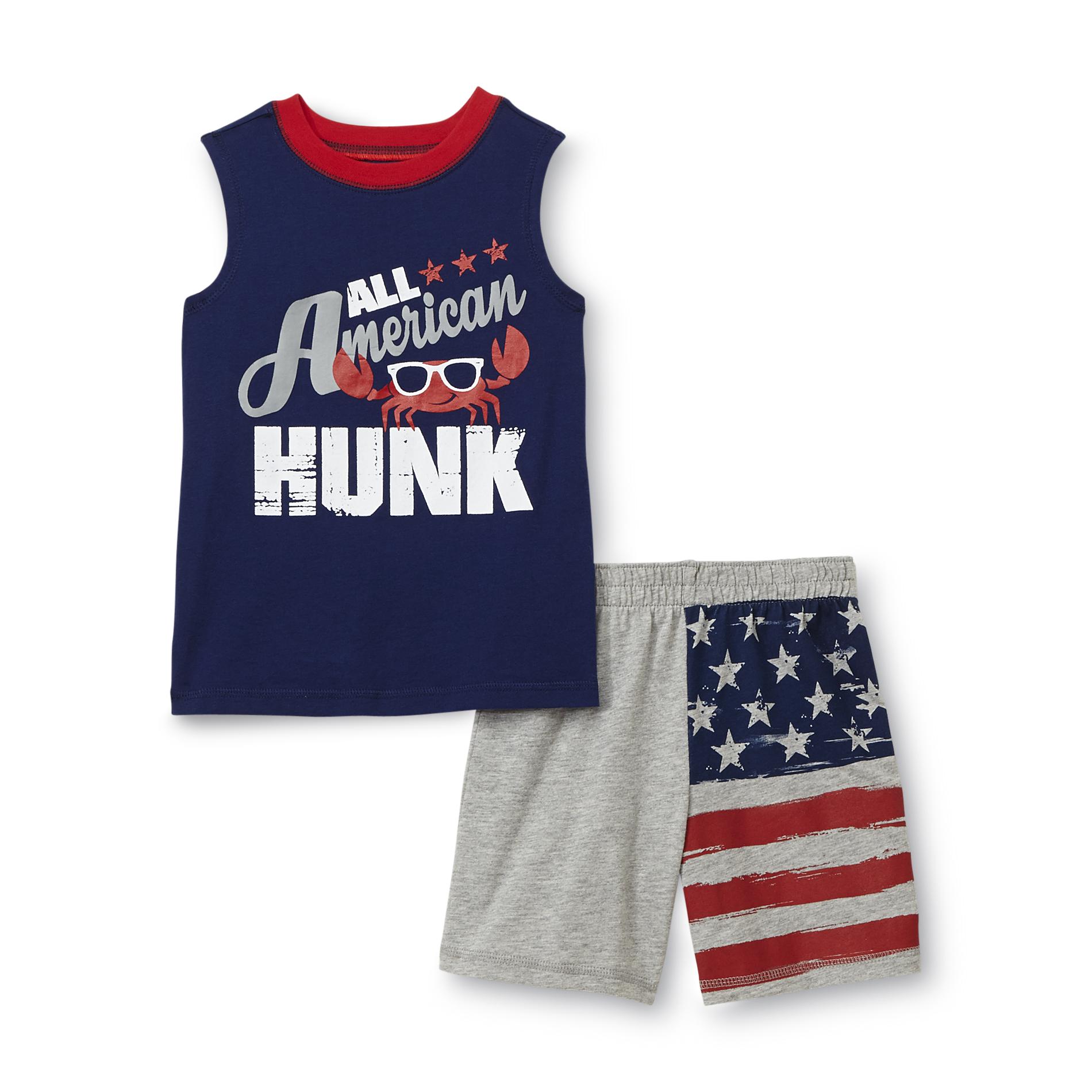 WonderKids Infant & Toddler Boy's Graphic Tank Top & Shorts - American Hunk