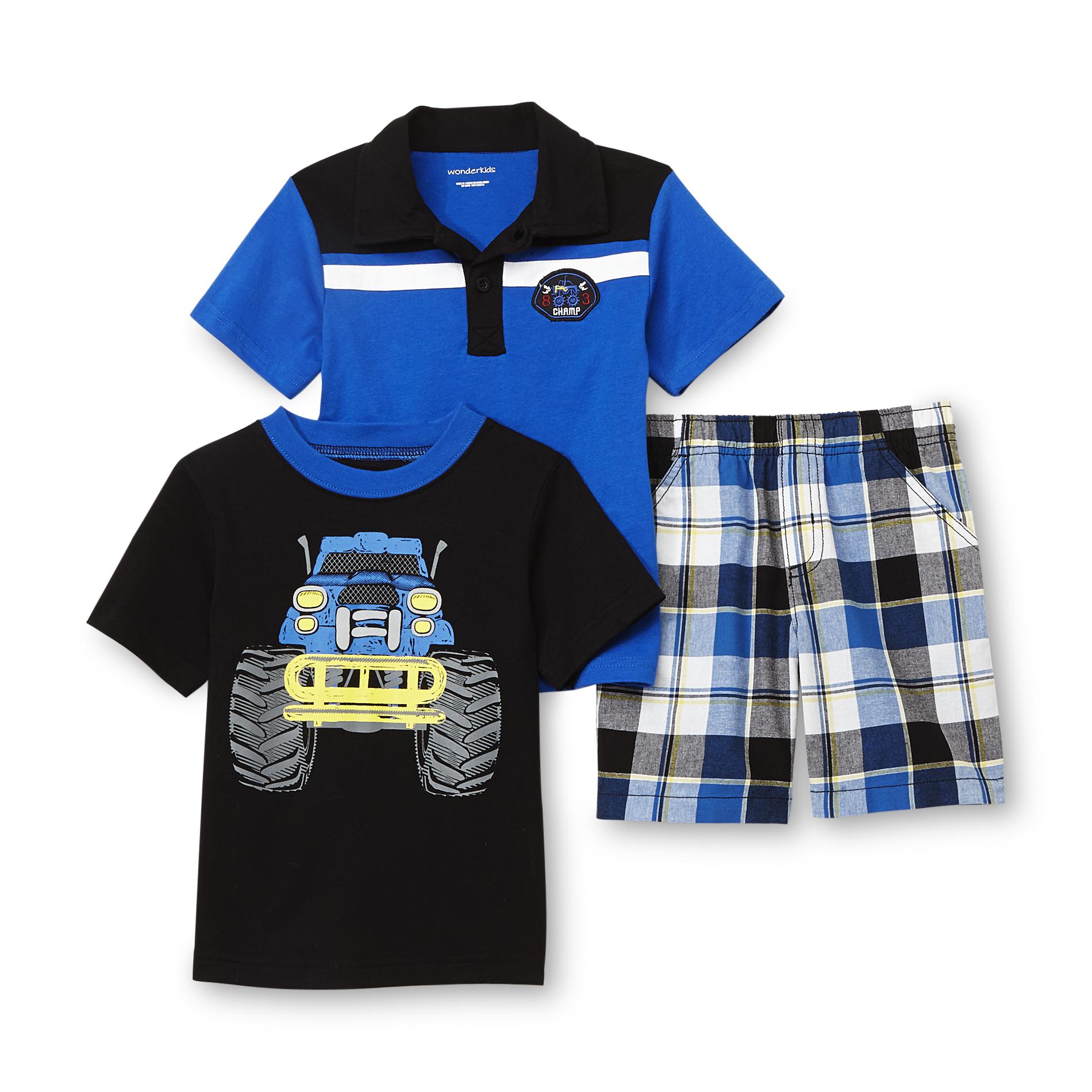 WonderKids Infant & Toddler Boy's Graphic T-Shirt  Polo Shirt & Shorts - Monster Truck