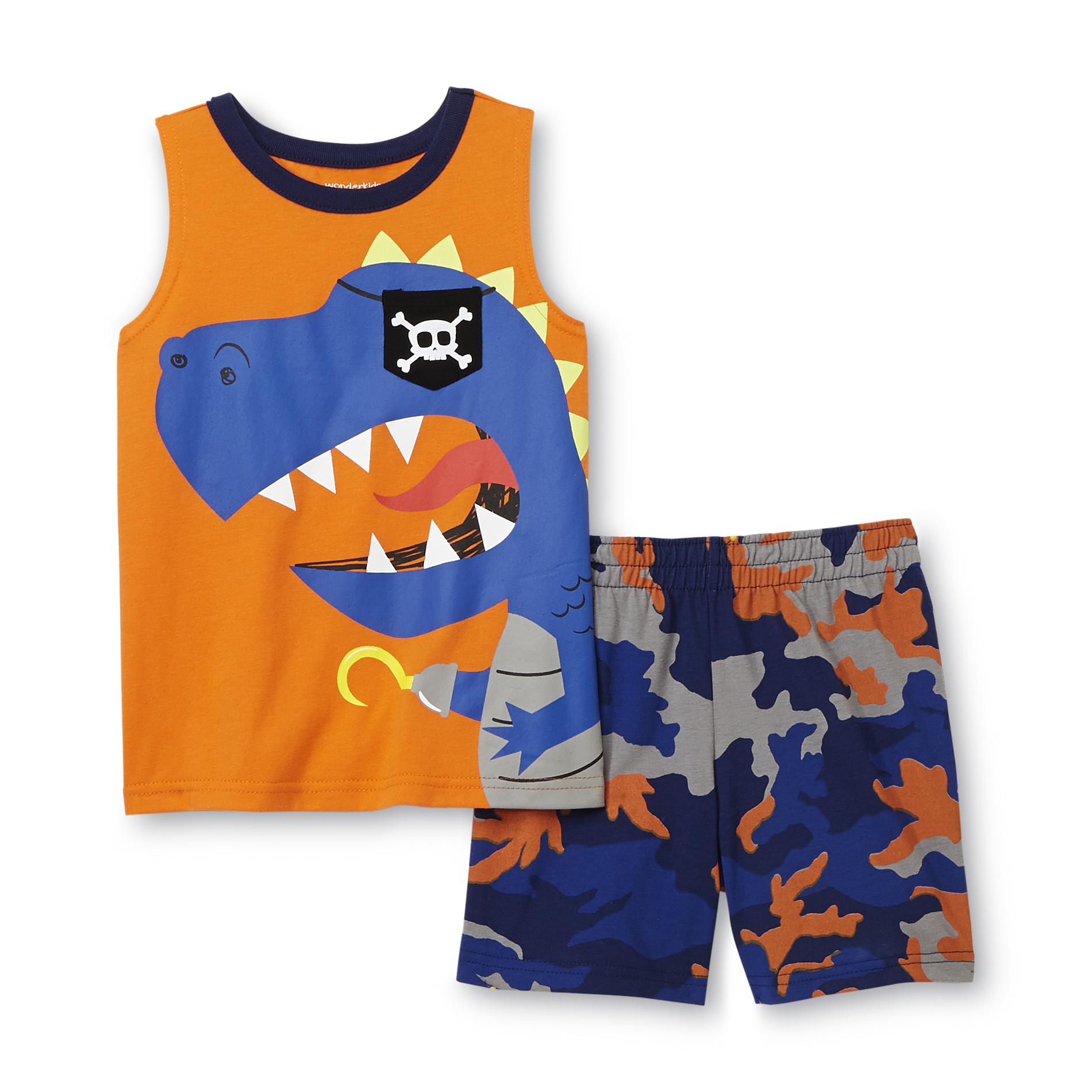 WonderKids Infant & Toddler Boy's Graphic Tank Top & Shorts - Pirate Dinosaur