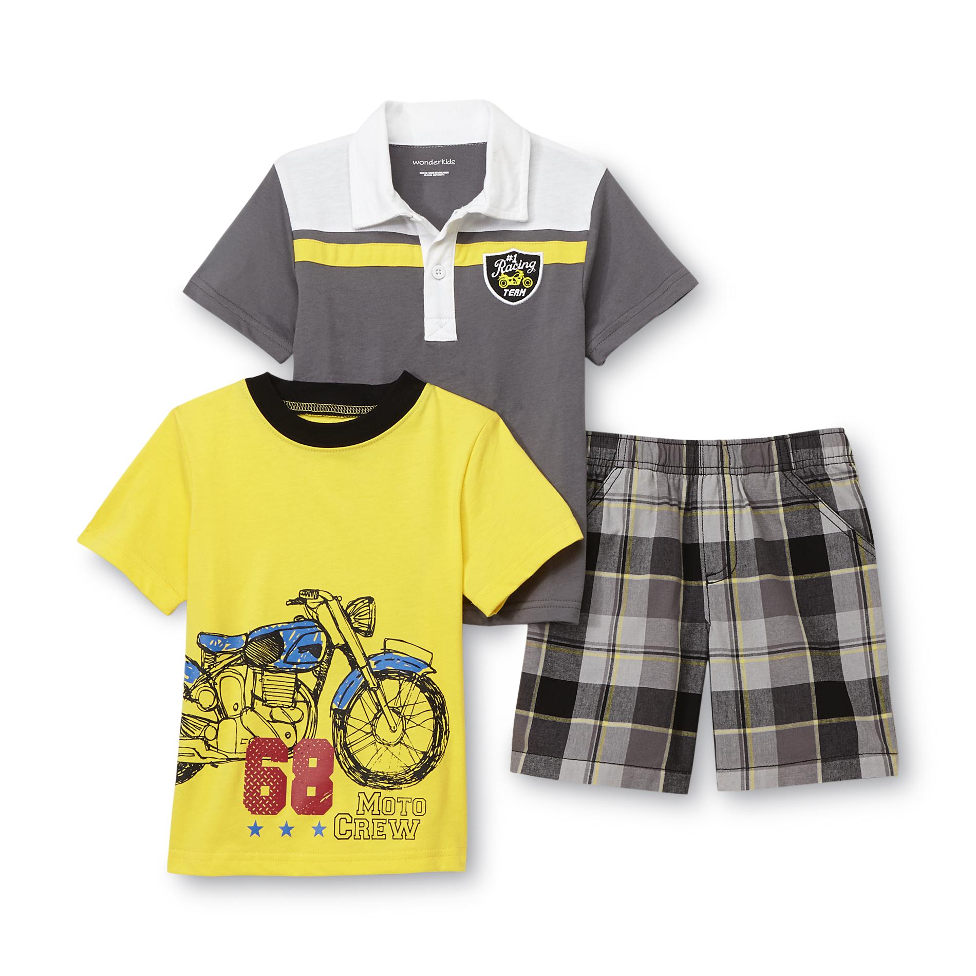 WonderKids Infant & Toddler Boy's Graphic T-Shirt  Polo Shirt & Shorts - Motorcycle Racing