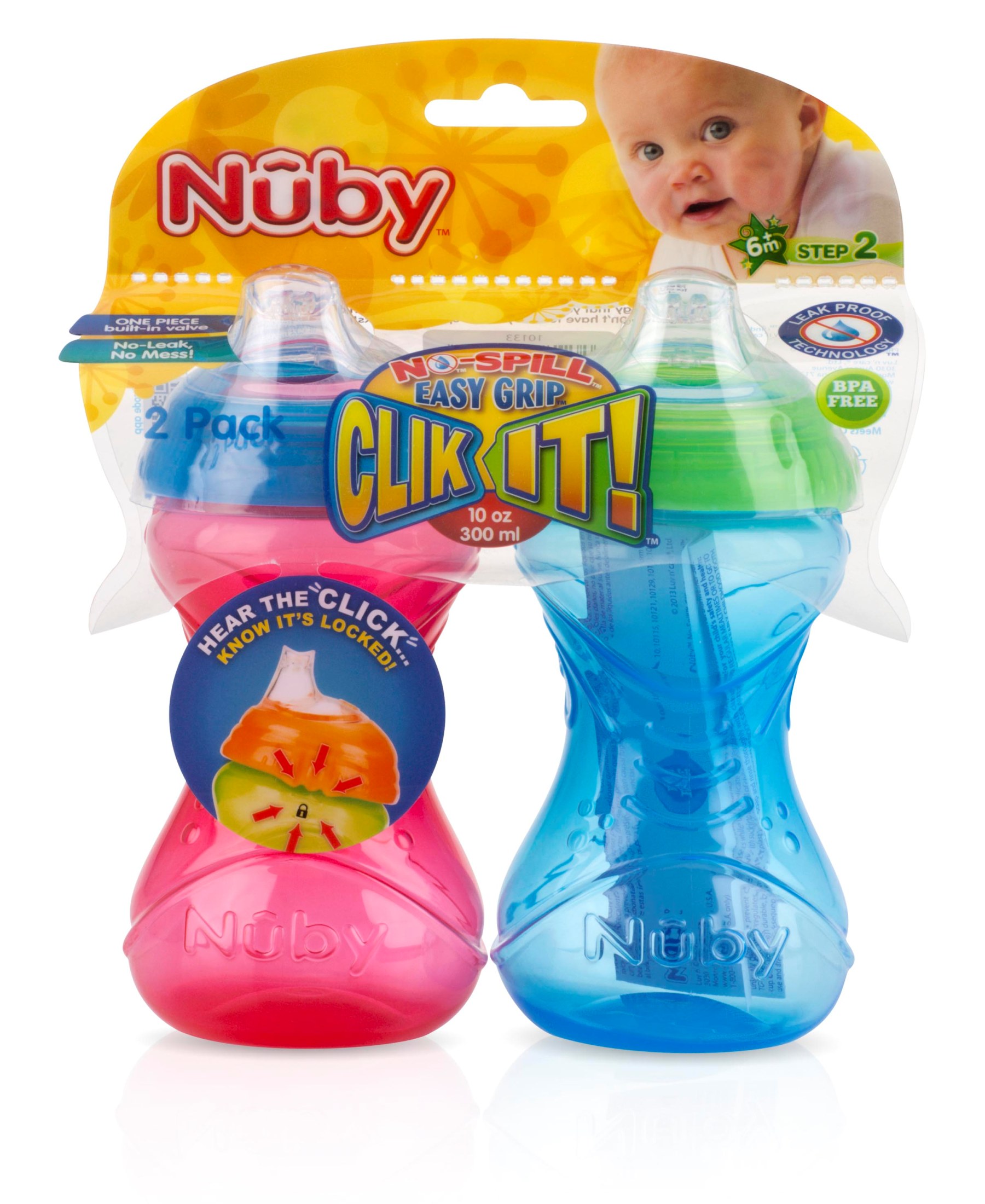 Nuby 2-Pack Clik-It Soft Spout Sippy Cups