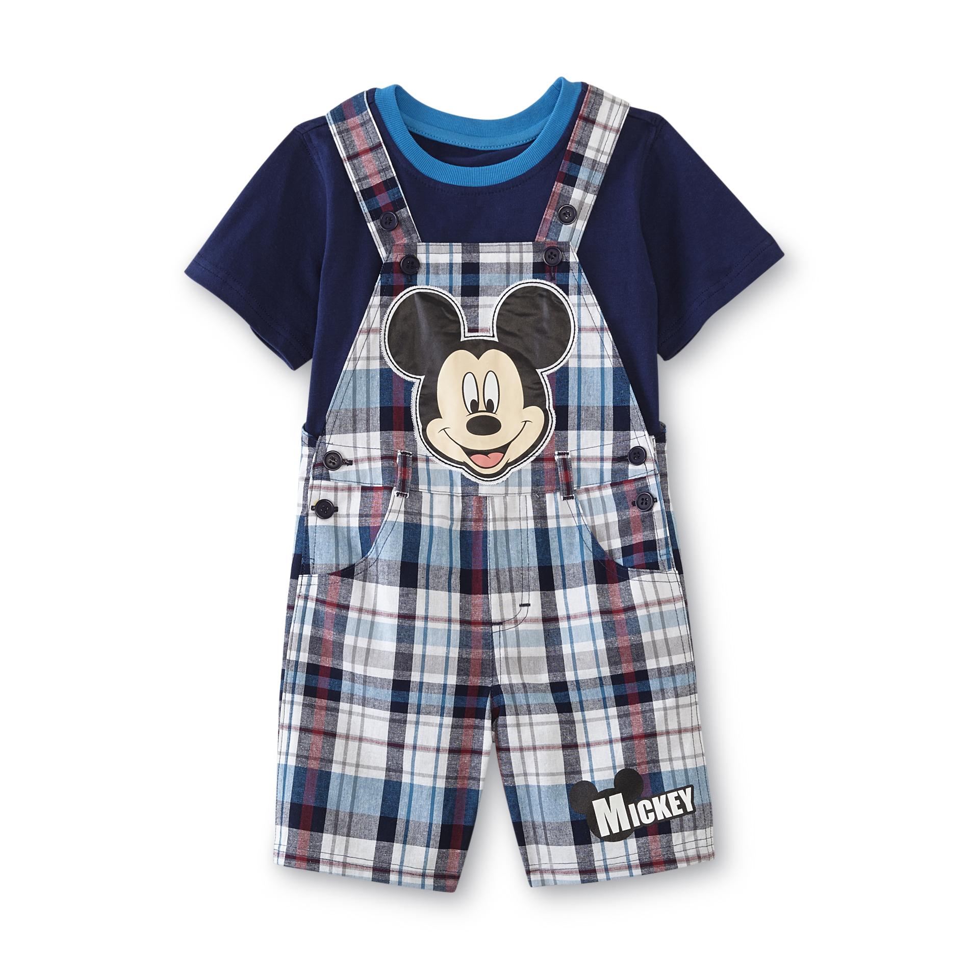 Disney Mickey Mouse Infant & Toddler Boy's Shortalls & T-Shirt - Plaid