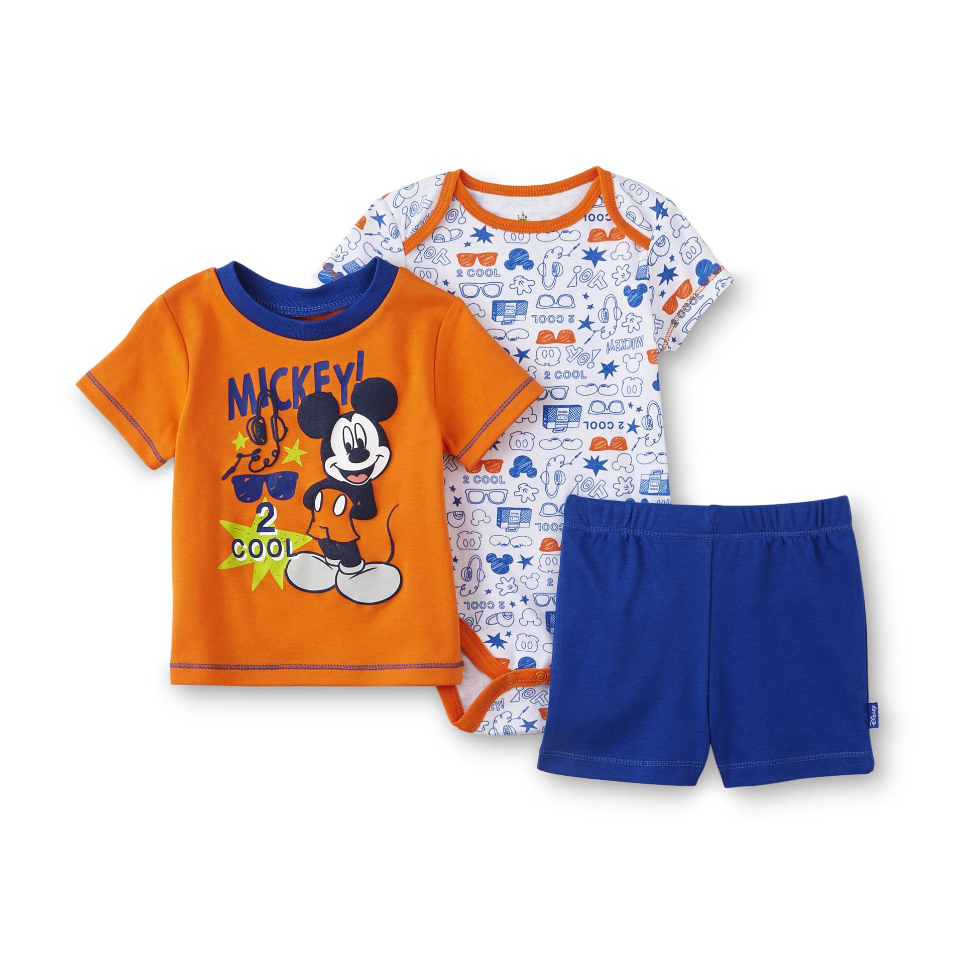 Disney Newborn Boy's T-Shirt  Bodysuit & Shorts - Mickey Mouse