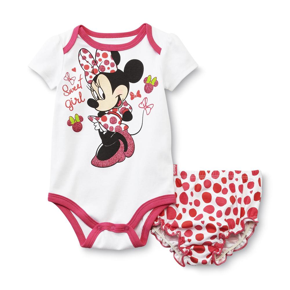 Disney Minnie Mouse Newborn Girl's Bodysuit & Diaper Cover