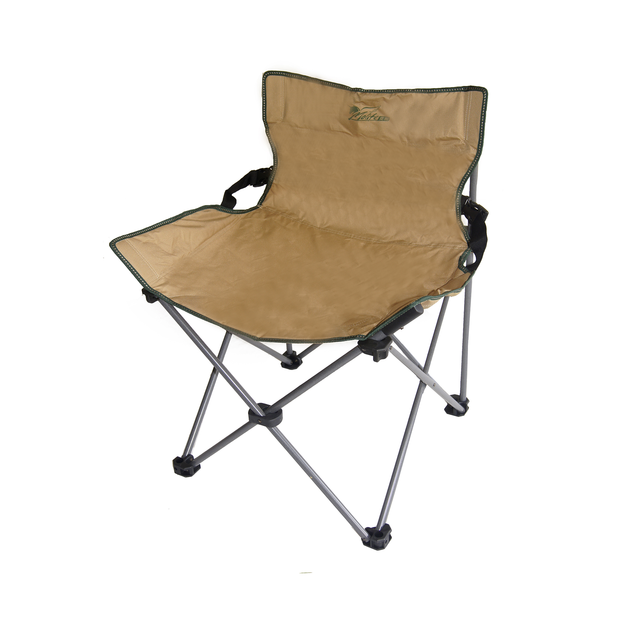 Ore International 31 Inch Portable Low Backrest Armless Beige Folding Chair
