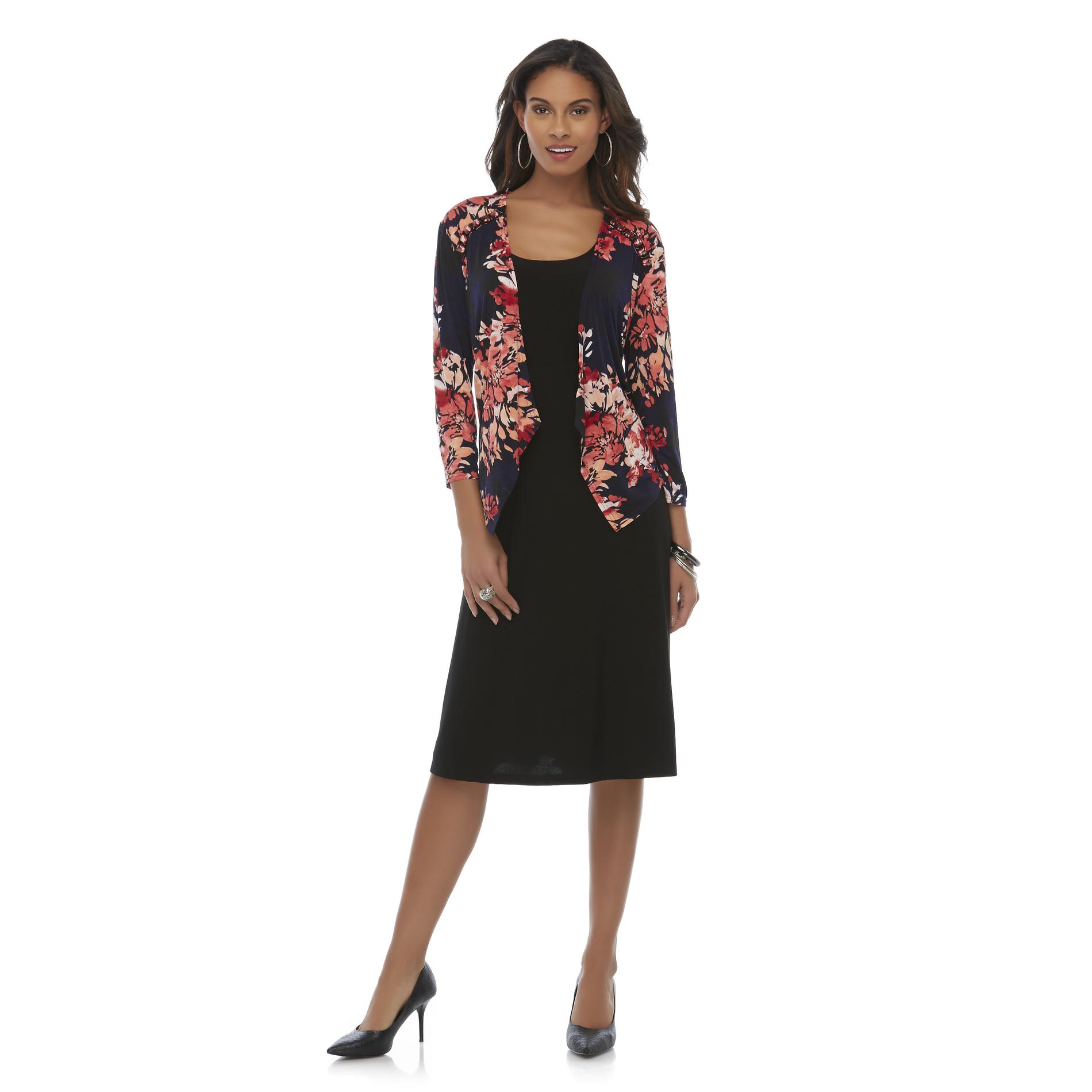 Covington Women's Sleeveless Dress & Beaded Jacket - Floral