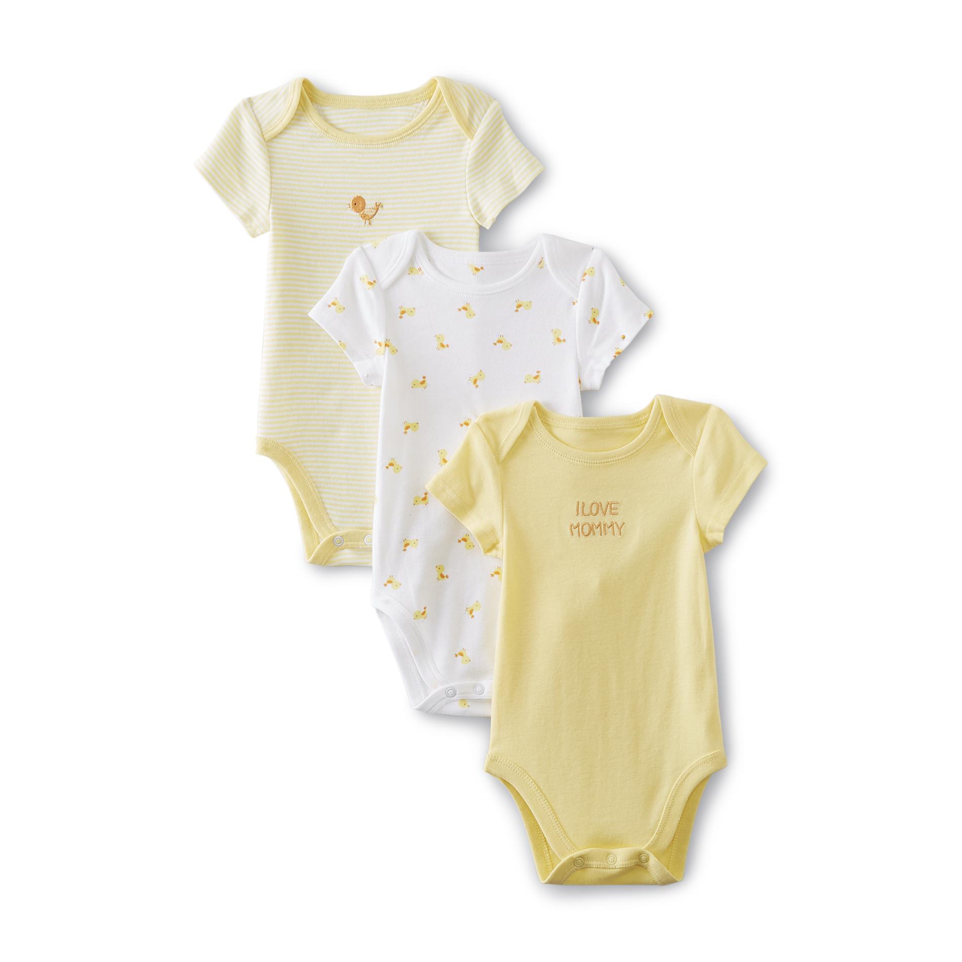 Small Wonders Newborn's 3-Pack Short-Sleeve Bodysuits - Duck
