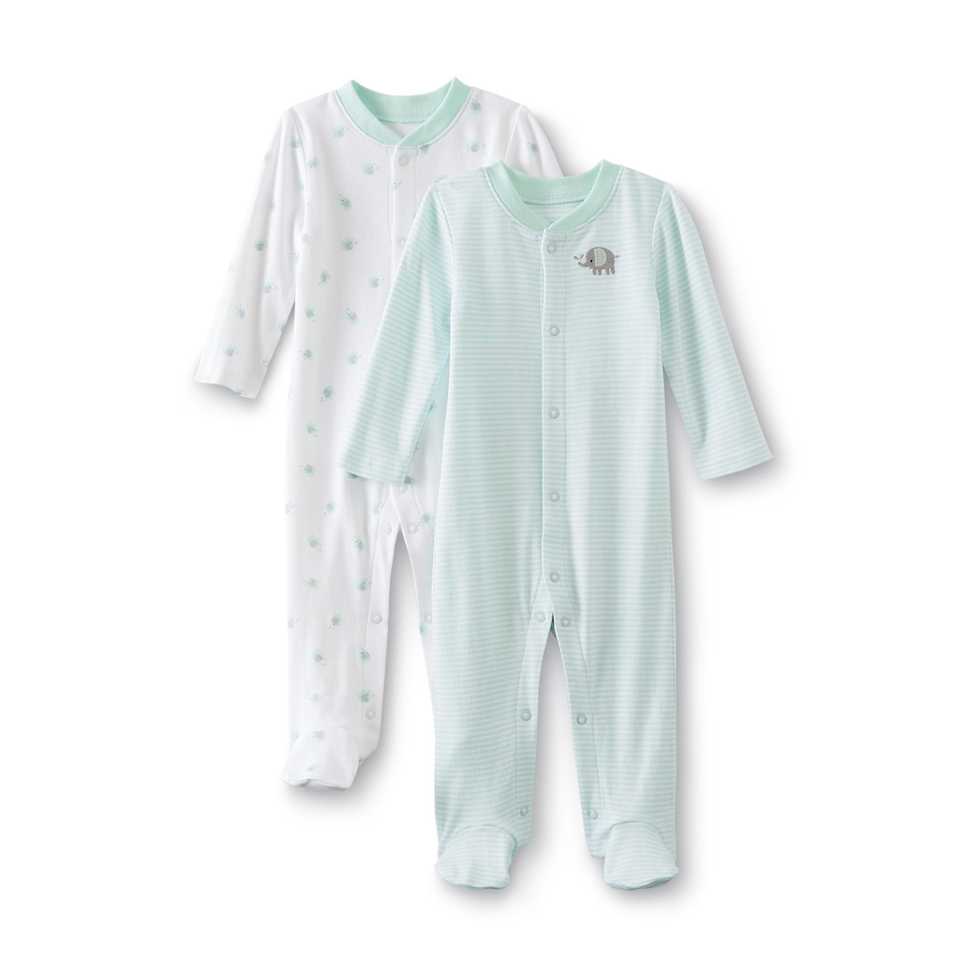 Small Wonders Newborn's 2-Pack Footed Sleeper Pajamas - Elephant