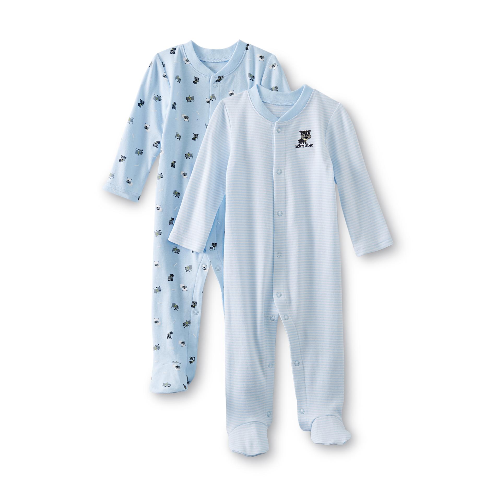 Small Wonders Newborn Boy's 2-Pack Footed Sleeper Pajamas - Dog