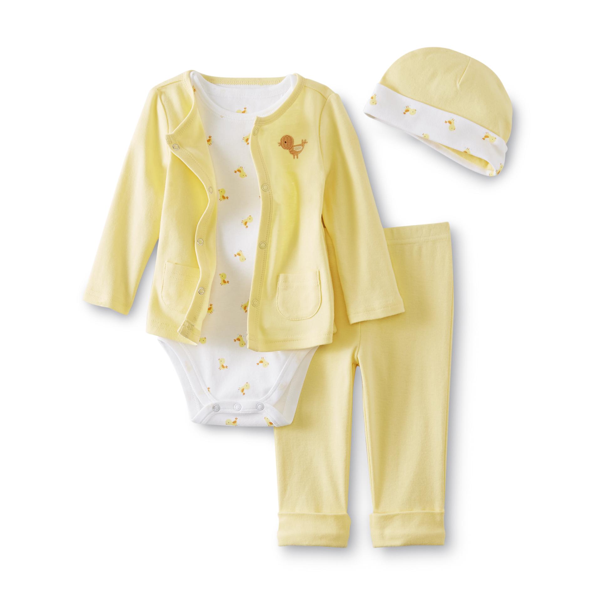 Small Wonders Newborn's Jacket  Bodysuit  Pants & Hat - Chicks