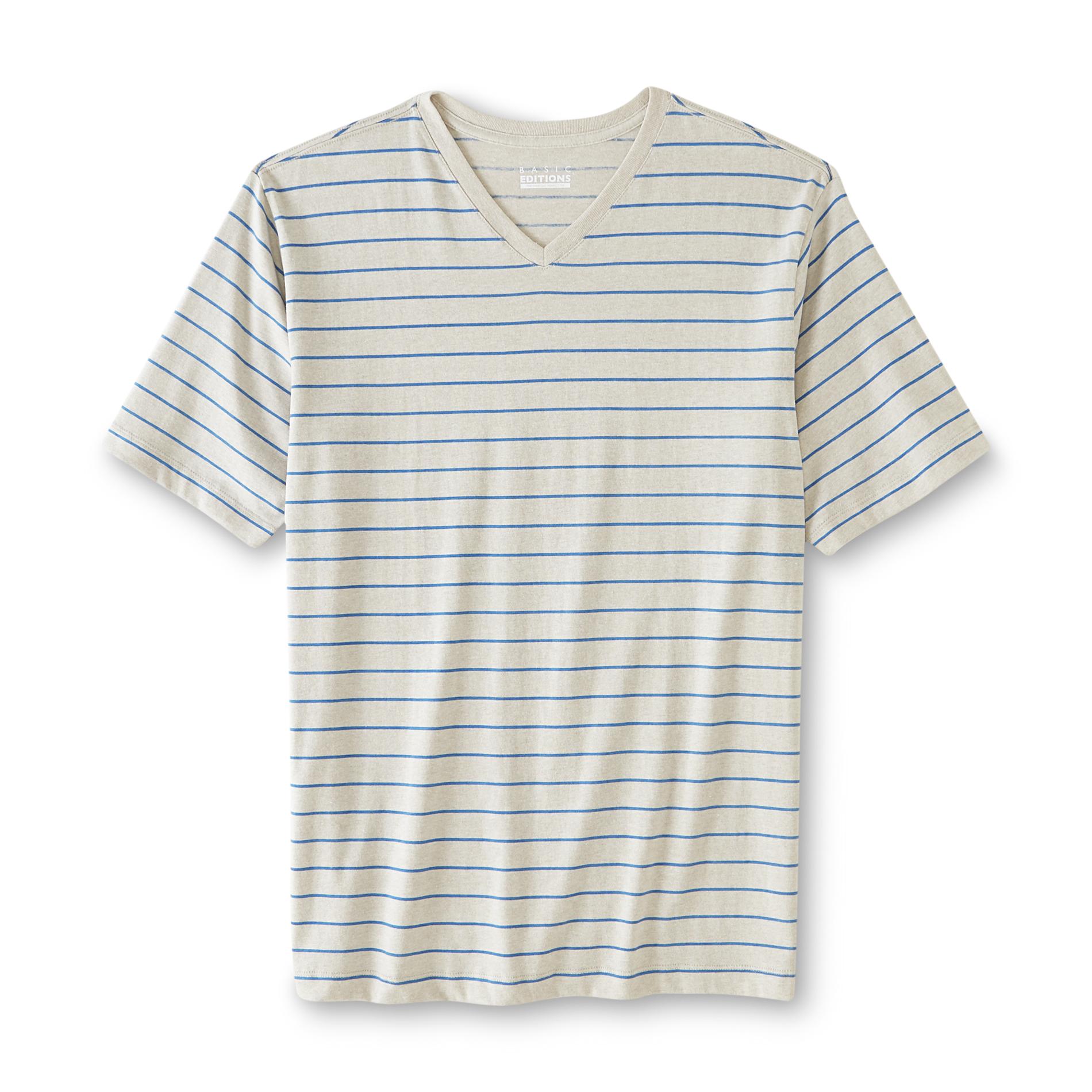 Basic Editions Men's V-Neck T-Shirt - Striped