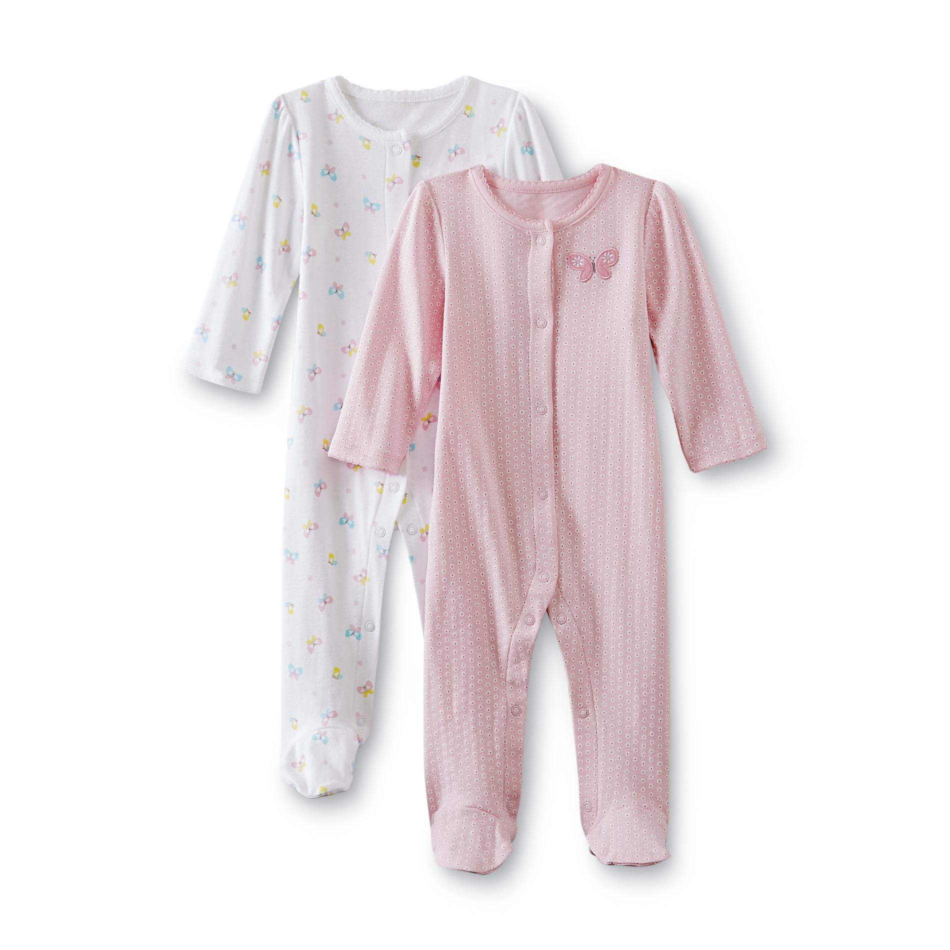 Small Wonders Newborn Girl's 2-Pack Footed Sleeper Pajamas - Butterfly