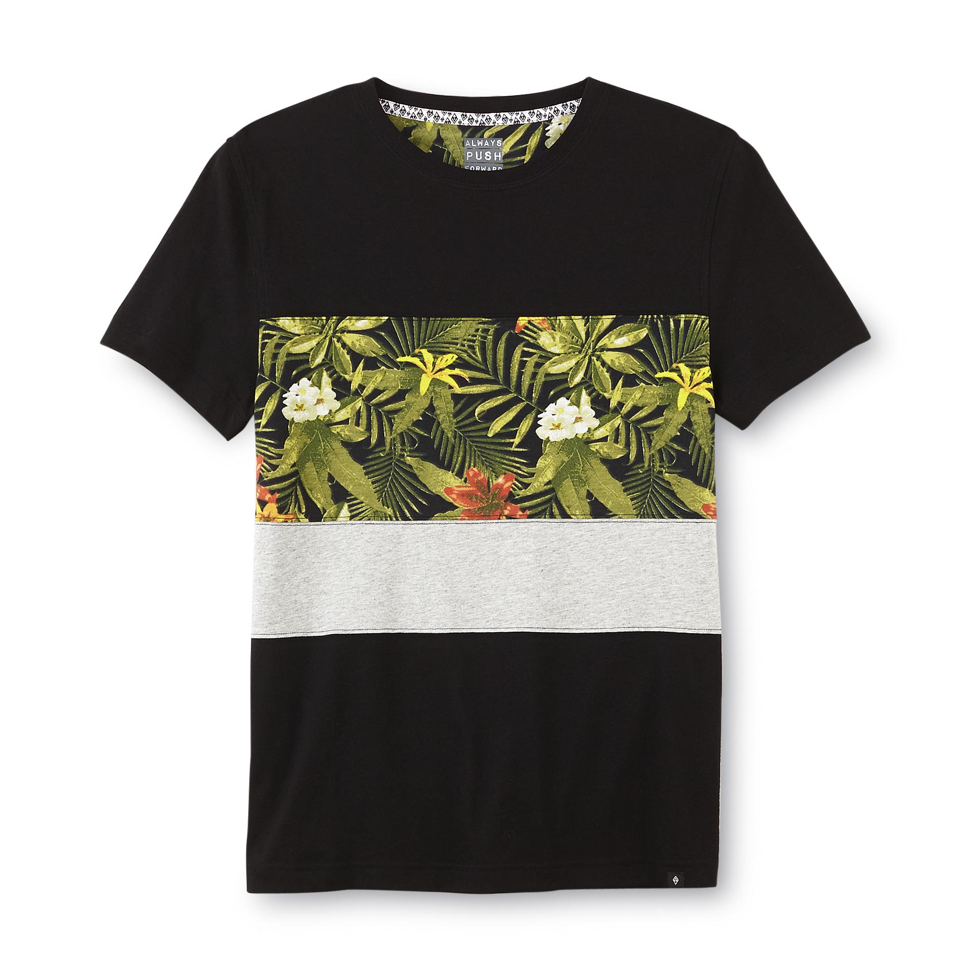Always Push Forward Men's Graphic T-Shirt - Striped Floral Print