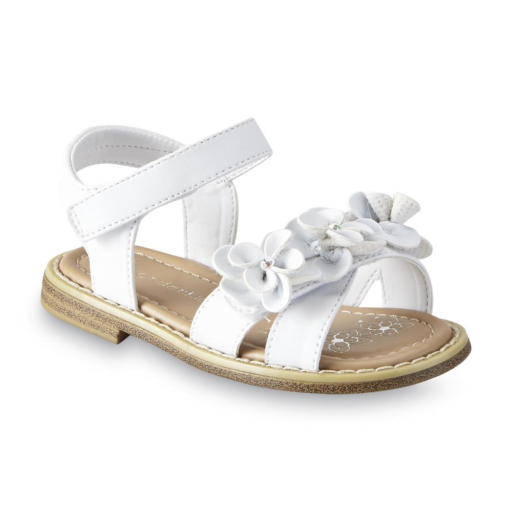 WonderKids Toddler Girl's Gracie White Jeweled Floral Sandal