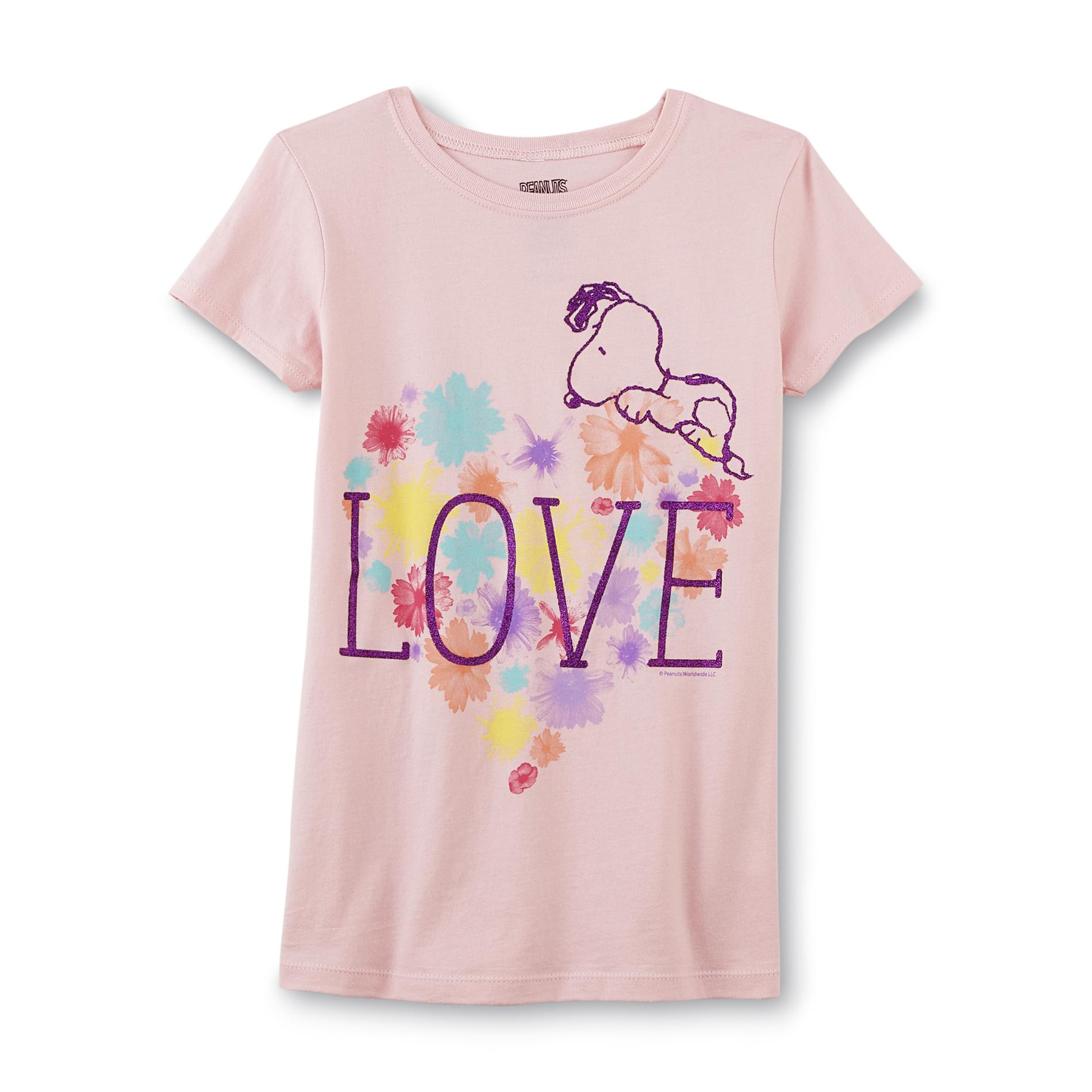 Peanuts By Schulz Snoopy Girl's Graphic T-Shirt - Love