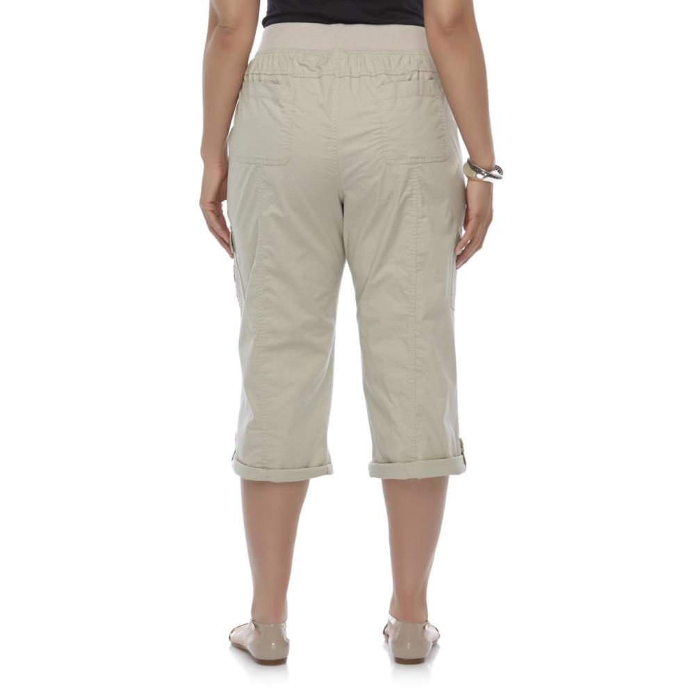 Basic Editions Women's Plus Cropped Cargo Pants