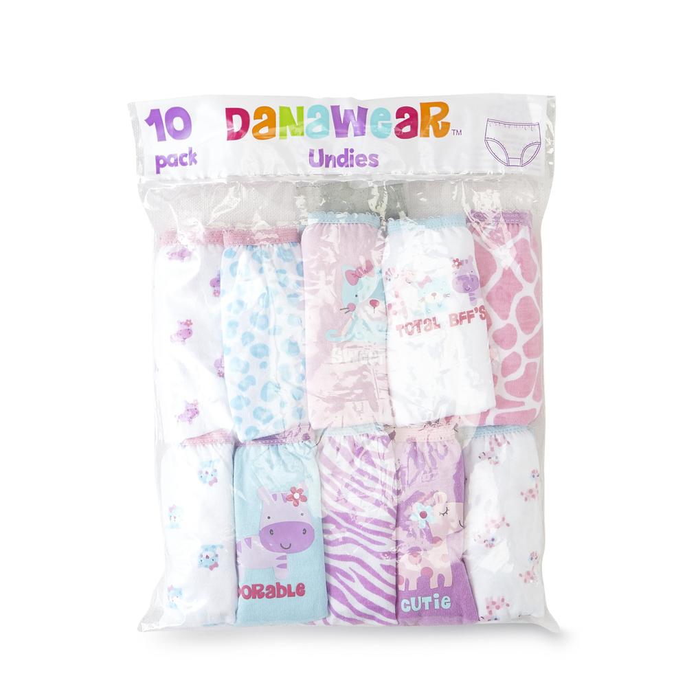 Dana Undies Toddler Girl's 10-Pack Brief Panties - Zoo Animals