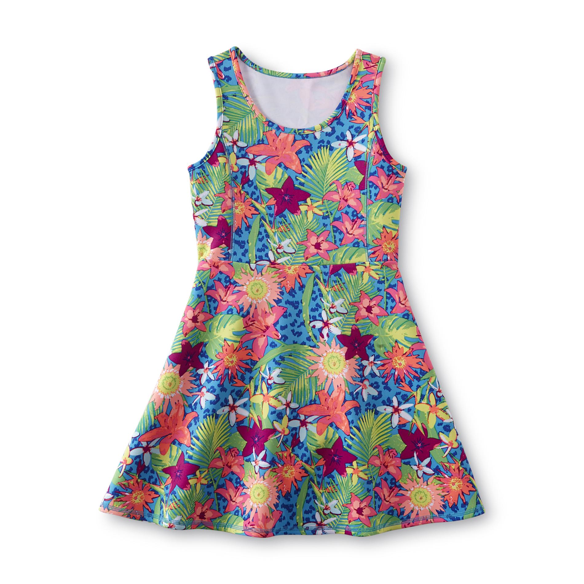 Piper Girl's Scuba Knit Skater Dress - Floral Print
