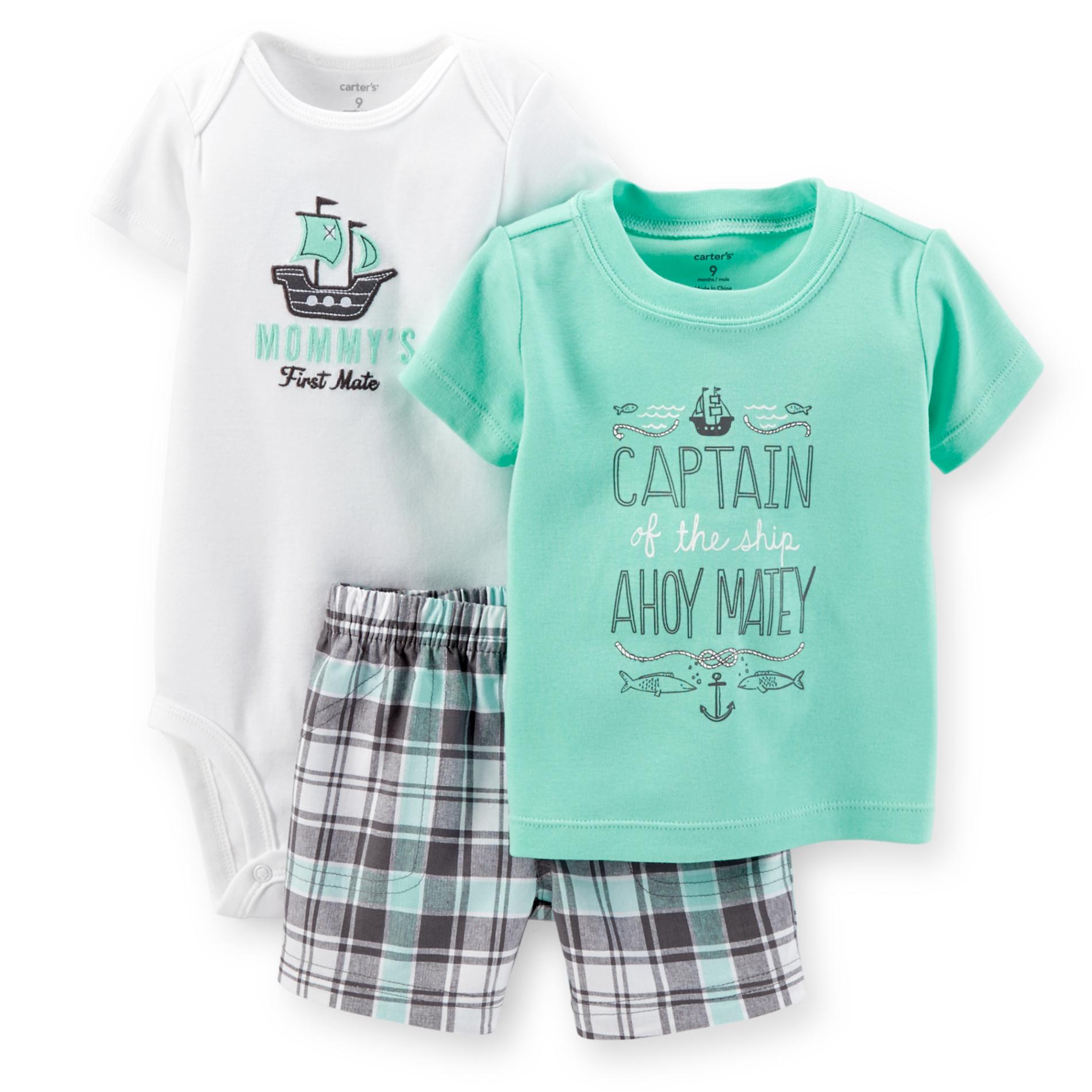 Carter's Newborn & Infant Boy's T-Shirt  Bodysuit & Shorts - Plaid