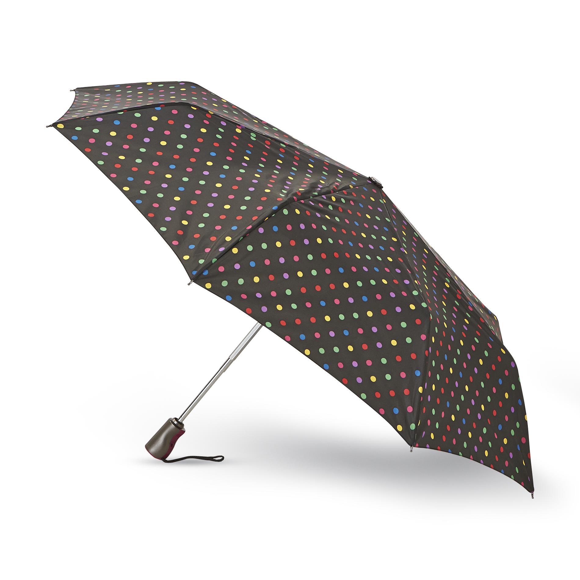 Totes Titan Compact Umbrella & Case - Dots, Size: Large Totes Titan Compact Umbrella & Case - Dots, Size: Large