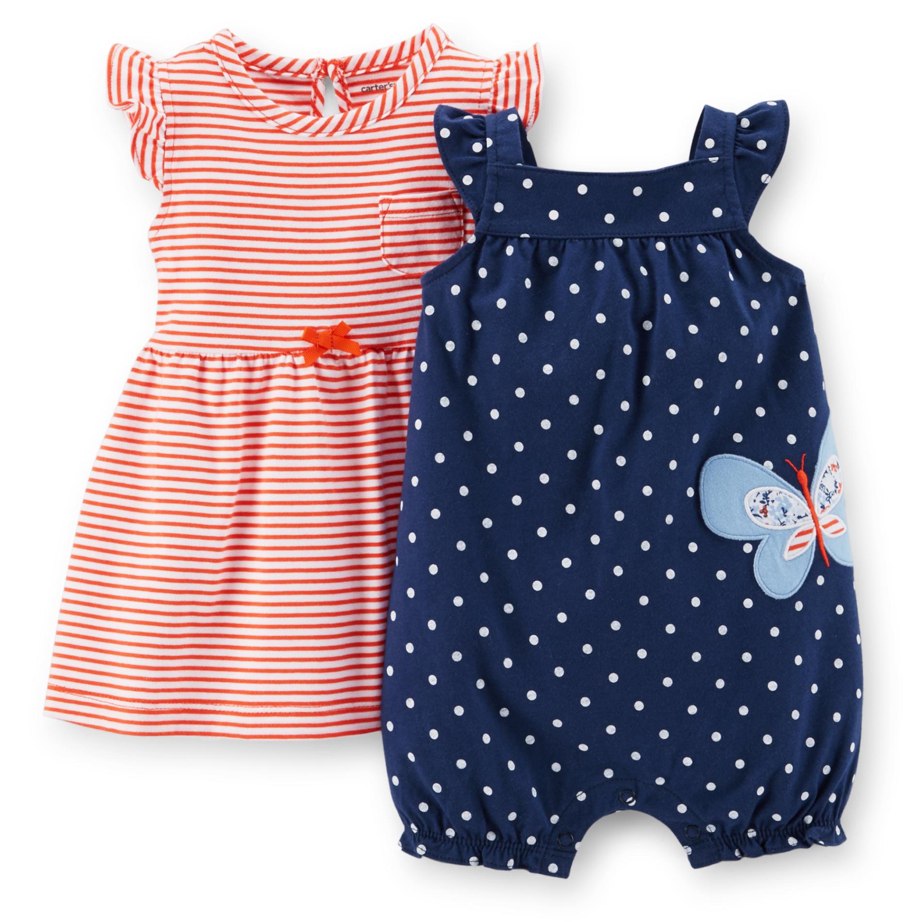 Carter's Newborn & Infant Girl's Dress & Romper - Striped & Polka Dot