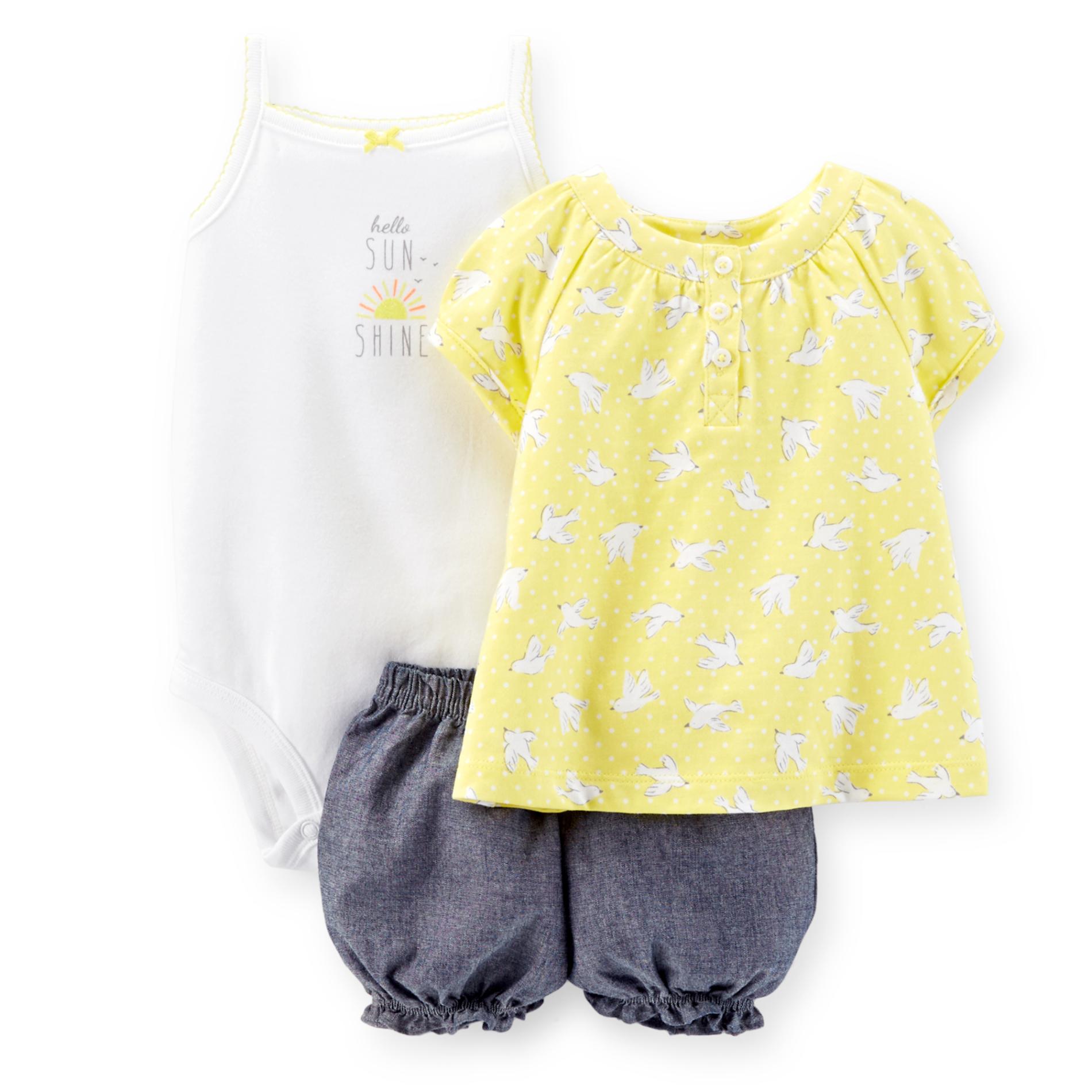 Carter's Newborn & Infant Girl's Bodysuit  Top & Shorts - Birds