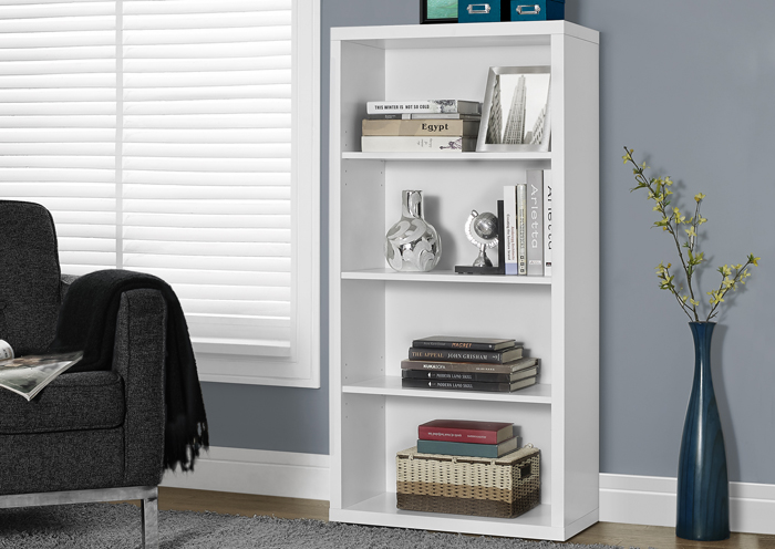 Monarch Specialties White Hollow-Core 48"H Bookcase / Adjustable Shelves