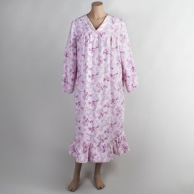 Laura Scott Women&#39;s Flannel Gown-Pink Lily Paisley Swirl